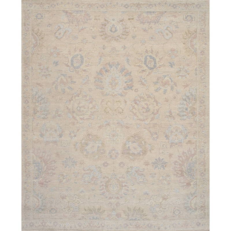 Pasargad Home Oushak Hand-Knotted Beige Wool Area Rug - 8' 2'' X 10' 0''