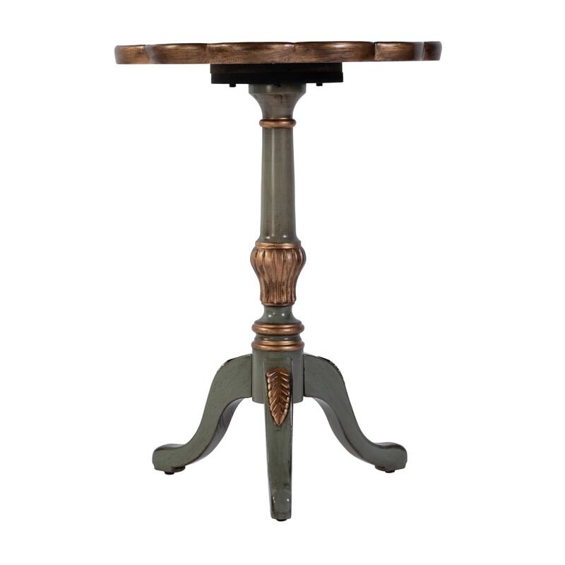 Dansby 20 in. W Round Wood Scalloped Edge Pedestal Side Table