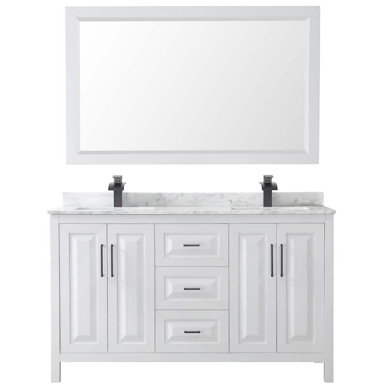 Daria 60-inch Double Vanity, Marble Top, 58-inch Mirror