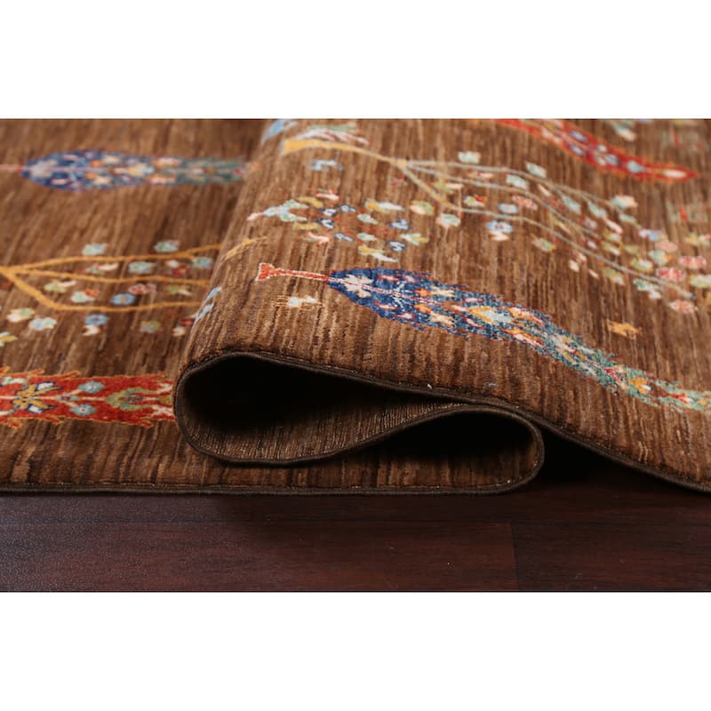 Floral Vegetable Dye Kazak Oriental Area Rug Hand-knotted Wool Carpet - 4'11" x 6'5"