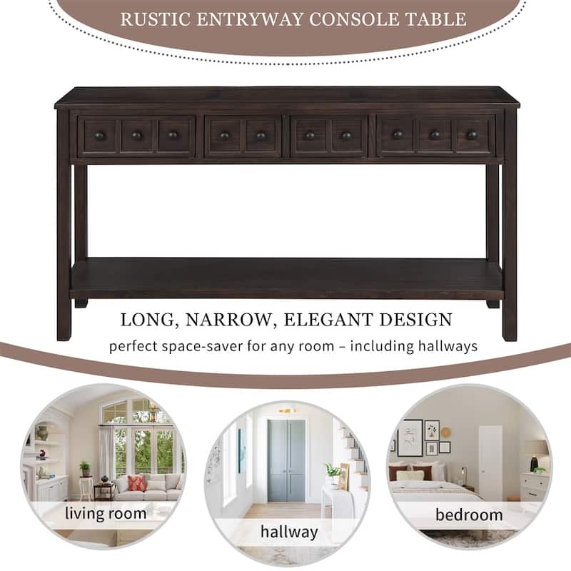 Merax 60" Long Console Table with Different Size Drawers and Bottom Shelf