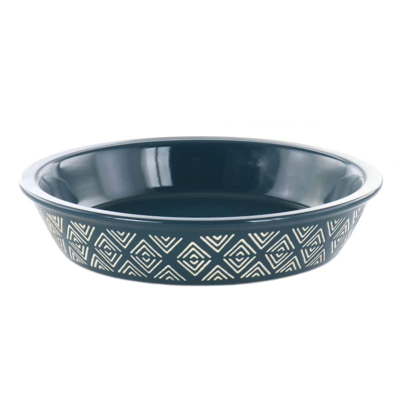 Laurie Gates 10 Inch Wax Relief Stoneware Tierra Pie Dish in Blue - Blue - 1 Piece