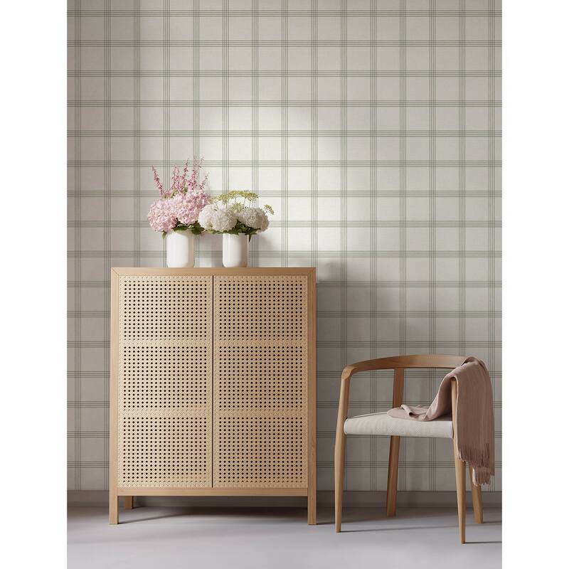 Chesapeake Twain Green Plaid Wallpaper