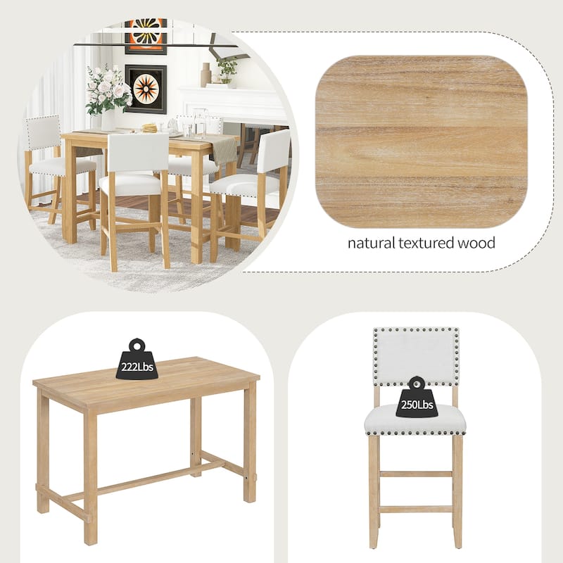 5-Piece Counter Height Dining Table with 4 Chairs
