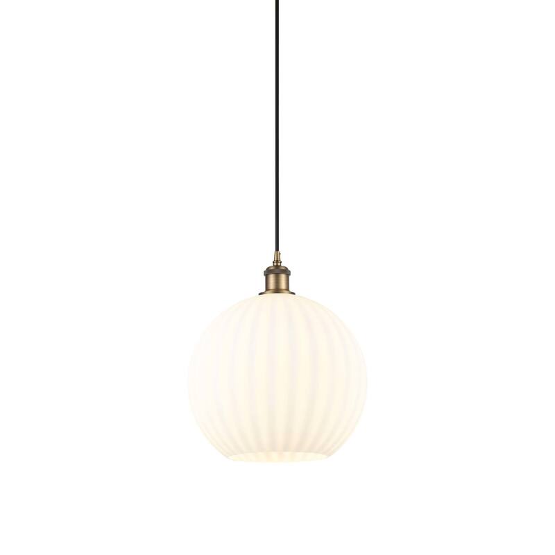 Innovations Lighting 516-1P-14-12 White Venetian Pendant White - Brushed Brass
