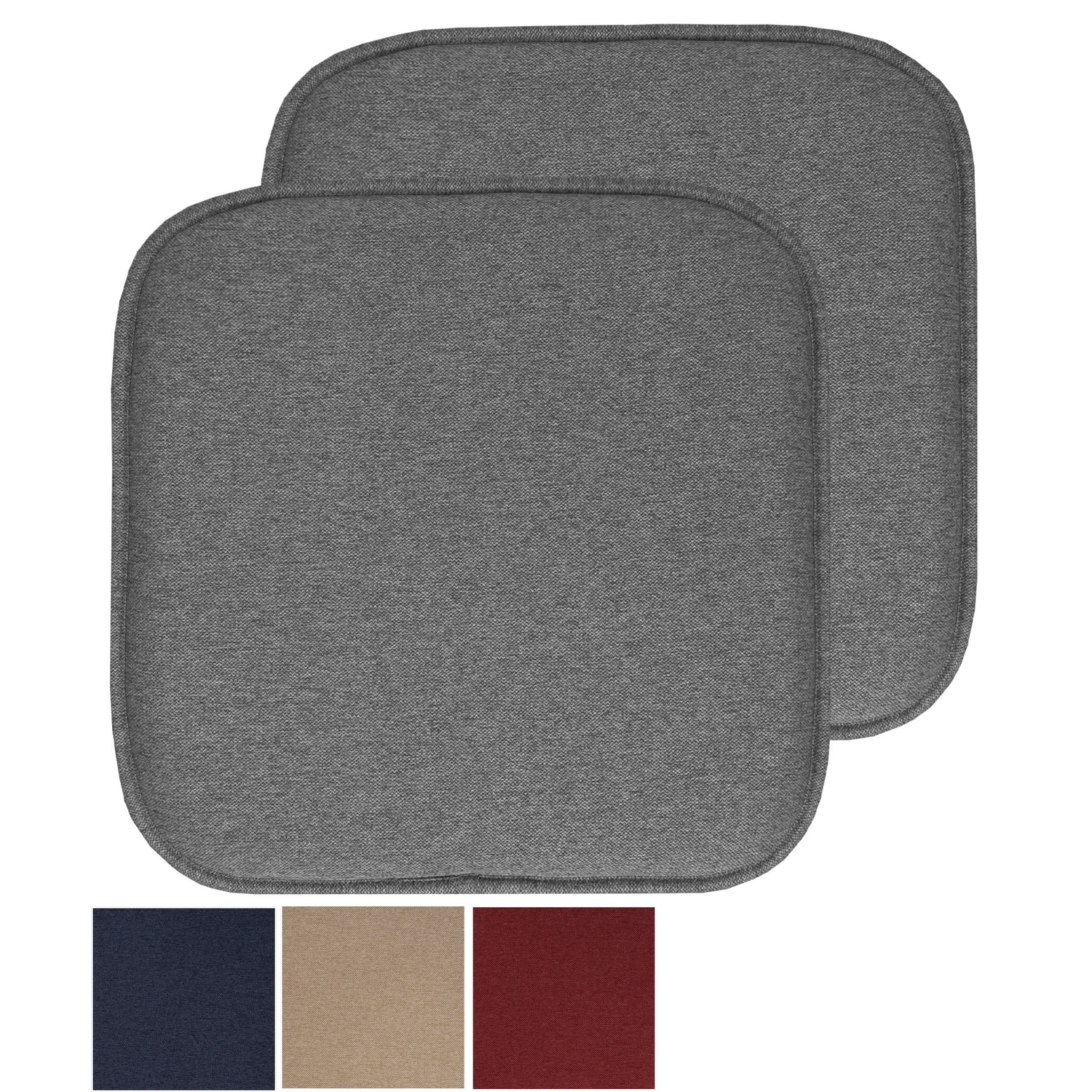 Sweet Home Collection Charlotte Jacquard Memory Foam Non Slip Back Chair Pad Cushion 16" x 16"