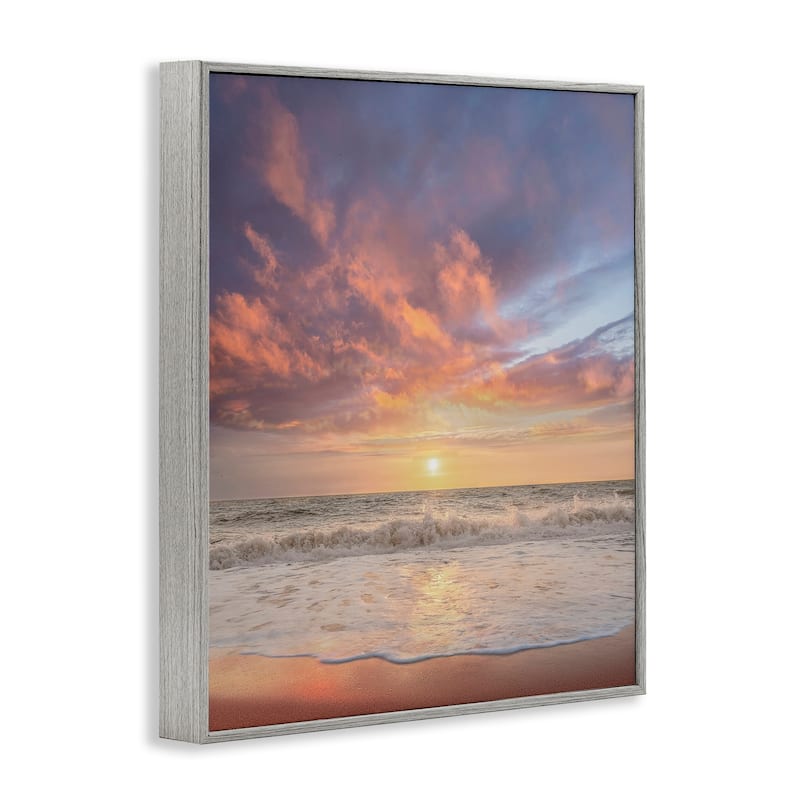 Stupell Sunlit Clouds over Beach Framed Giclee Art Design By Mike Calascibetta