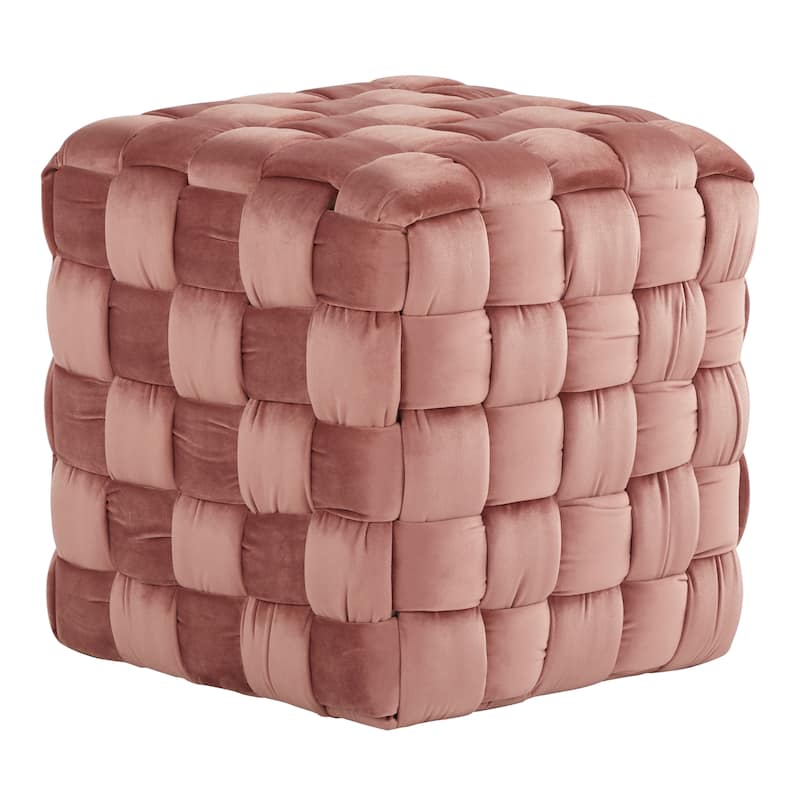 Silver Orchid Camilla Braided Square 16" Ottoman
