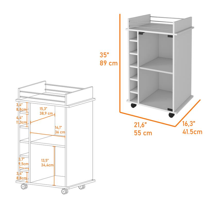 Savannah 6-Bottle 3-Shelf Bar Cart