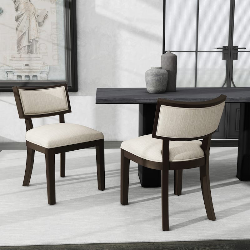 Fescue Farmhouse Fabric and Rubberwood Upholstered Dining Chairs (Set of 2) by Christopher Knight Home