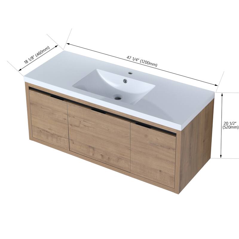 Beingnext 24"/30"/48" Bathroom Vanity with Sink, Floating Bathroom Vanity With Soft Close Door