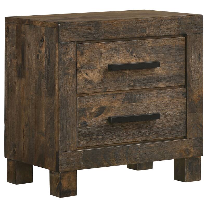 Frio 4pc Queen Bedroom Set with Footboard Storage, Rustic Golden Brown