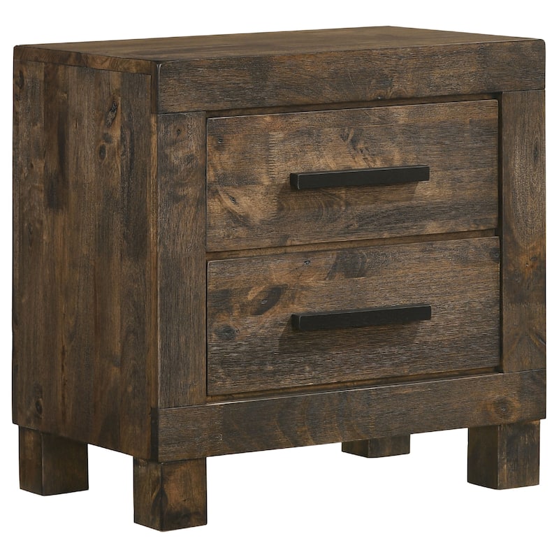 Frio 5pc Queen Bedroom Set with Footboard Storage, Rustic Golden Brown