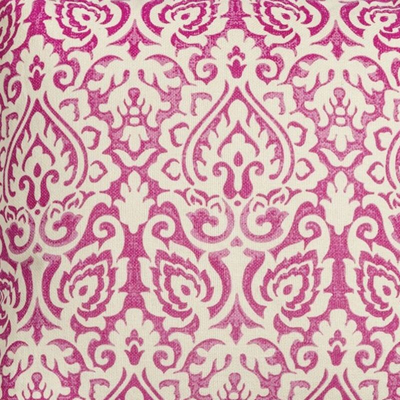 HomeRoots 22" Blue And Natural Damask Cotton Throw Pillow