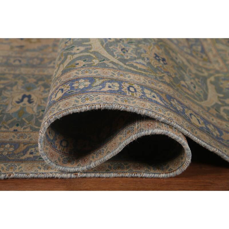 Hand Knotted Oriental 100% Wool Carpet Traditional Floral Peach Kashan Area Rug - 11' 11'' X 9' 7''