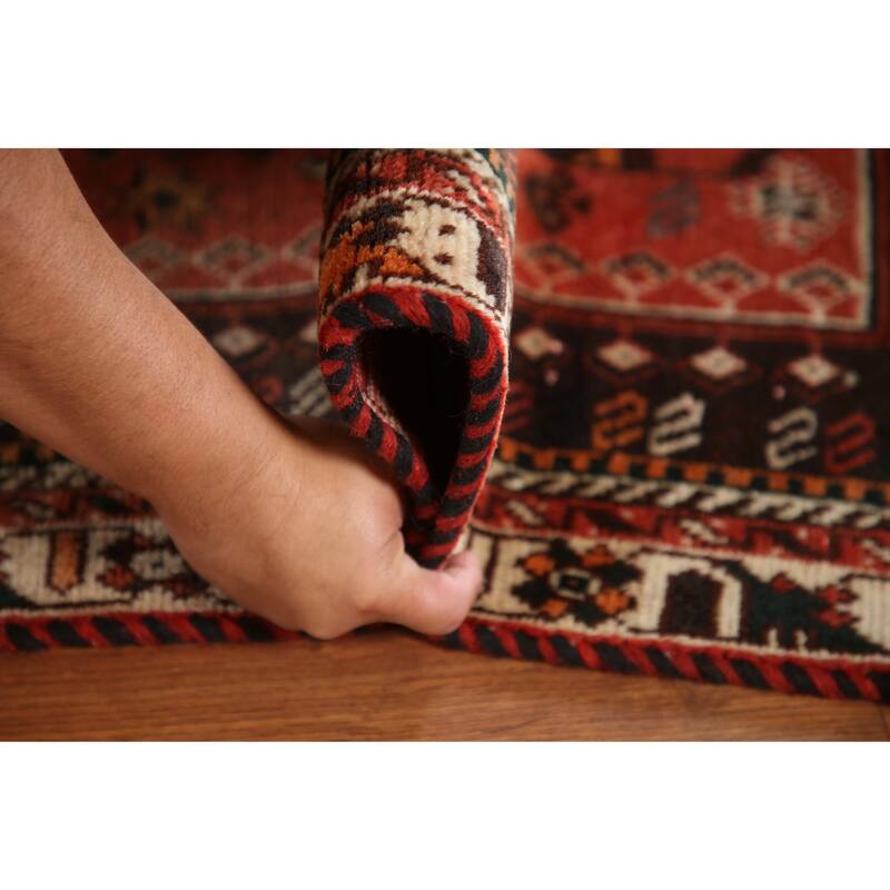 Vegetable Dye Handmade Shiraz Persian Vintage Rug Orange Wool Carpet - 6'2"x 9'4"
