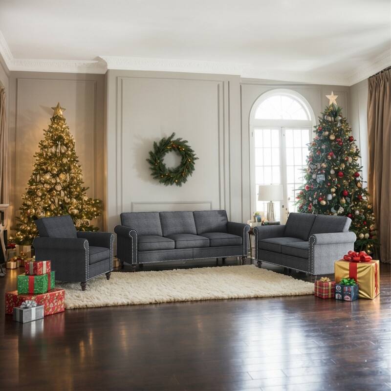 Mixoy Sectional Sleeper Sofa,Single Couch & Loveseat Couch &3 Seater Sofa, DIY Combination for Living Room - Dark Grey