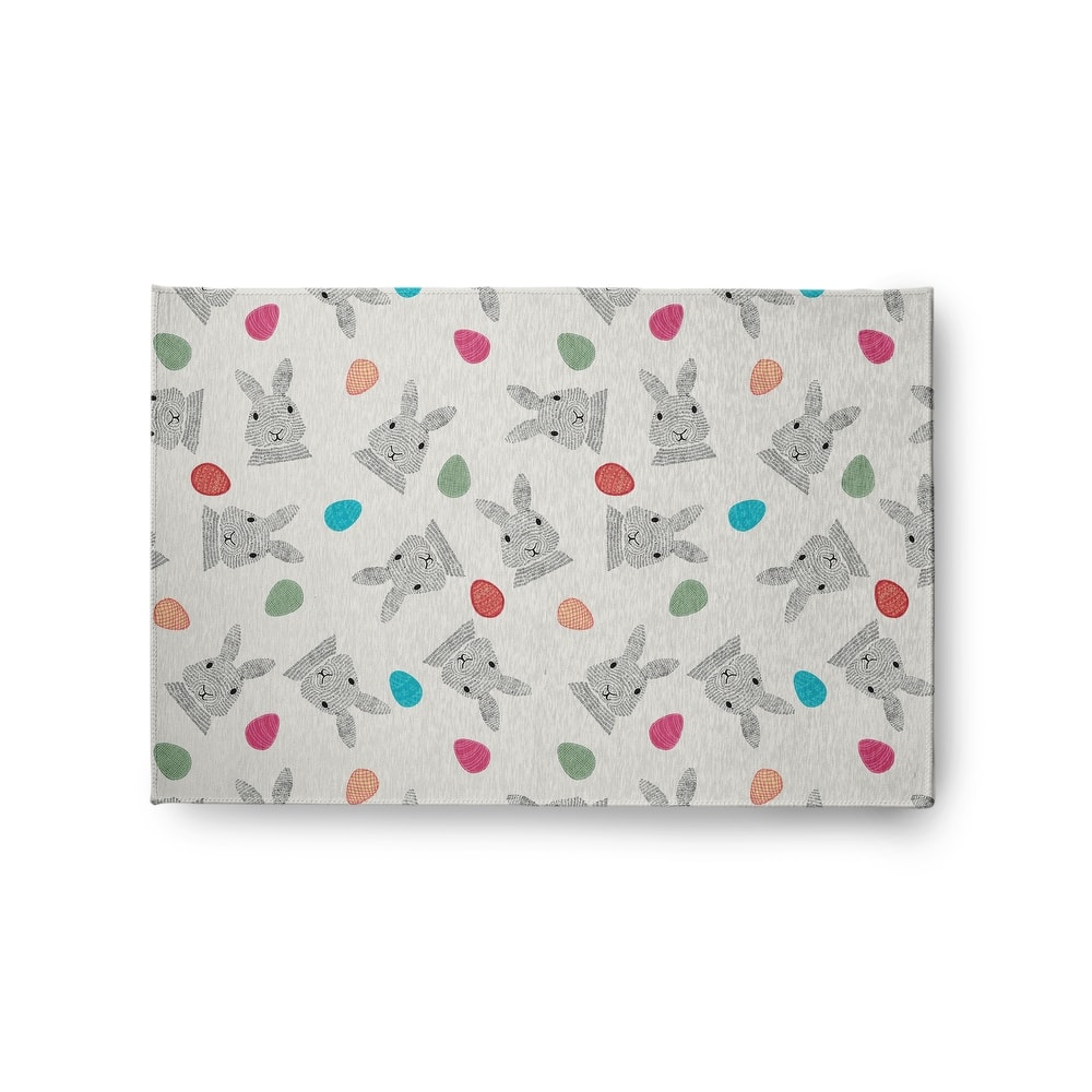 Bunnies and Eggs Easter Chenille Rug