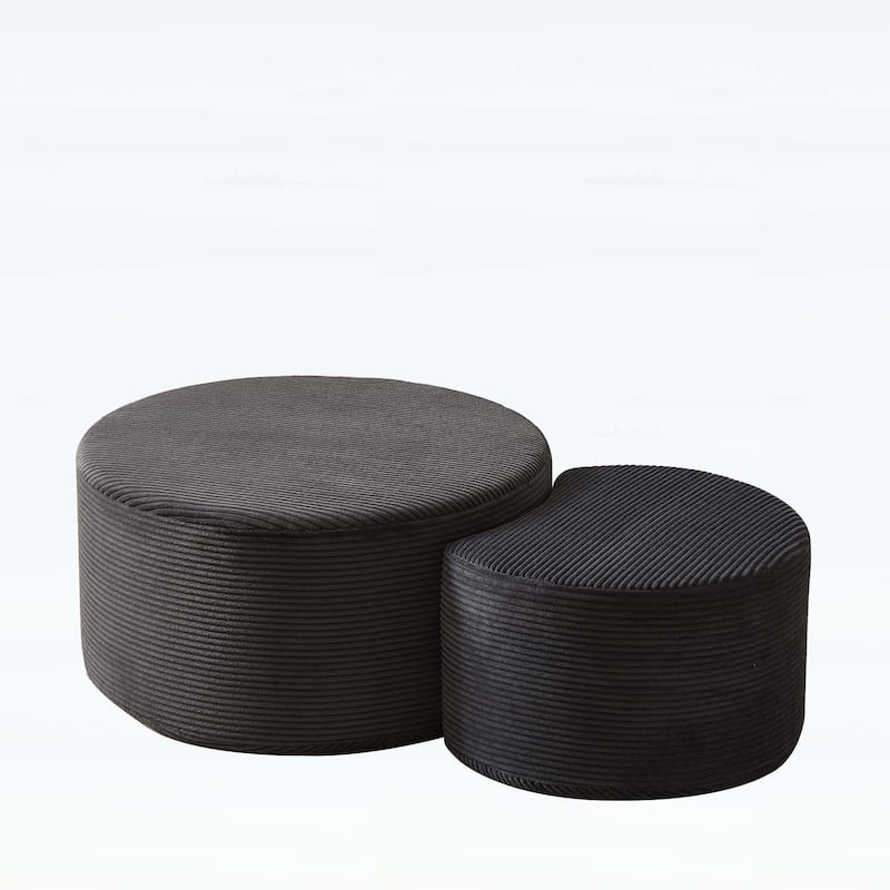 Upholstered Round Tables for Living Room,Set of 2
