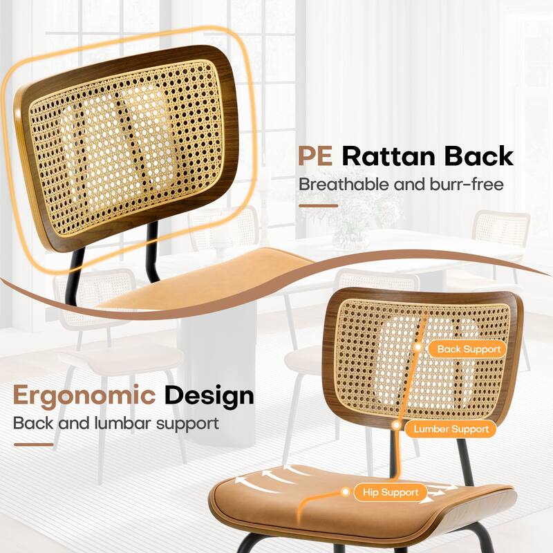 Faux Leather Upholstered Dining Chairs Set of 2/4 - 33.5"H x 19.3"W x 23"D