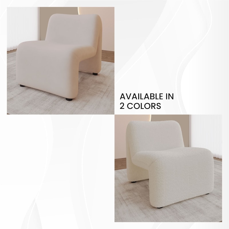 KLYX Modern Armless Accent Chair in Velvet or Boucle Upholstery with Plush Foam Cushioning for Home Office, Living Rooms and Bed