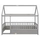 preview thumbnail 8 of 9, Twin Size Floor Wooden Bed with House Roof Frame and High Fence Guardrails for Safe and Imaginative Sleep