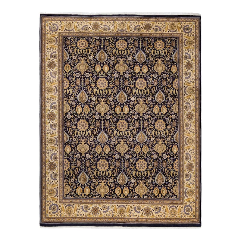 Overton Hand Knotted Wool Vintage Inspired Traditional Mogul Purple Area Rug - 8' 0" x 10' 7"