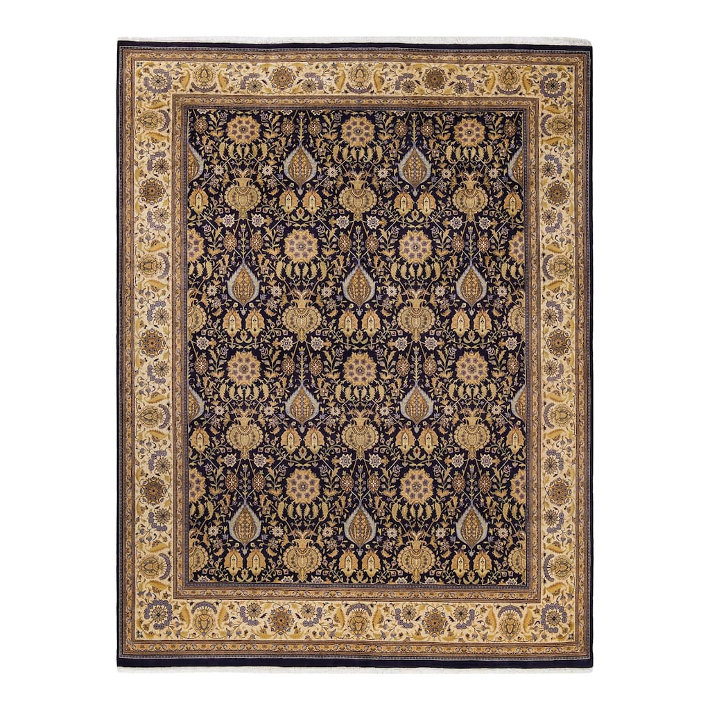 Overton Hand Knotted Wool Vintage Inspired Traditional Mogul Purple Area Rug - 8' 0" x 10' 7"