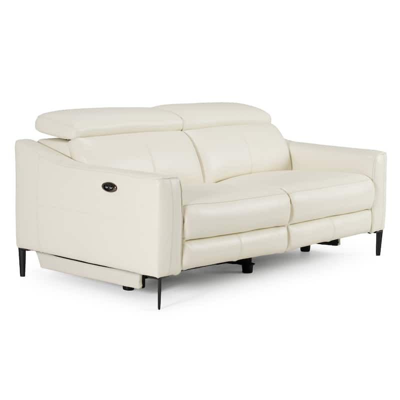Divani Casa Eden Modern White Leather Sofa With 2 Recliners
