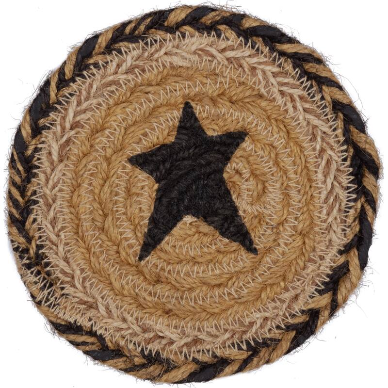 Kettle Grove Jute Coaster Stencil Star Set of 6 - Coaster Set