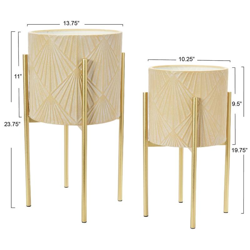 Embossed Metal Planters with Stand