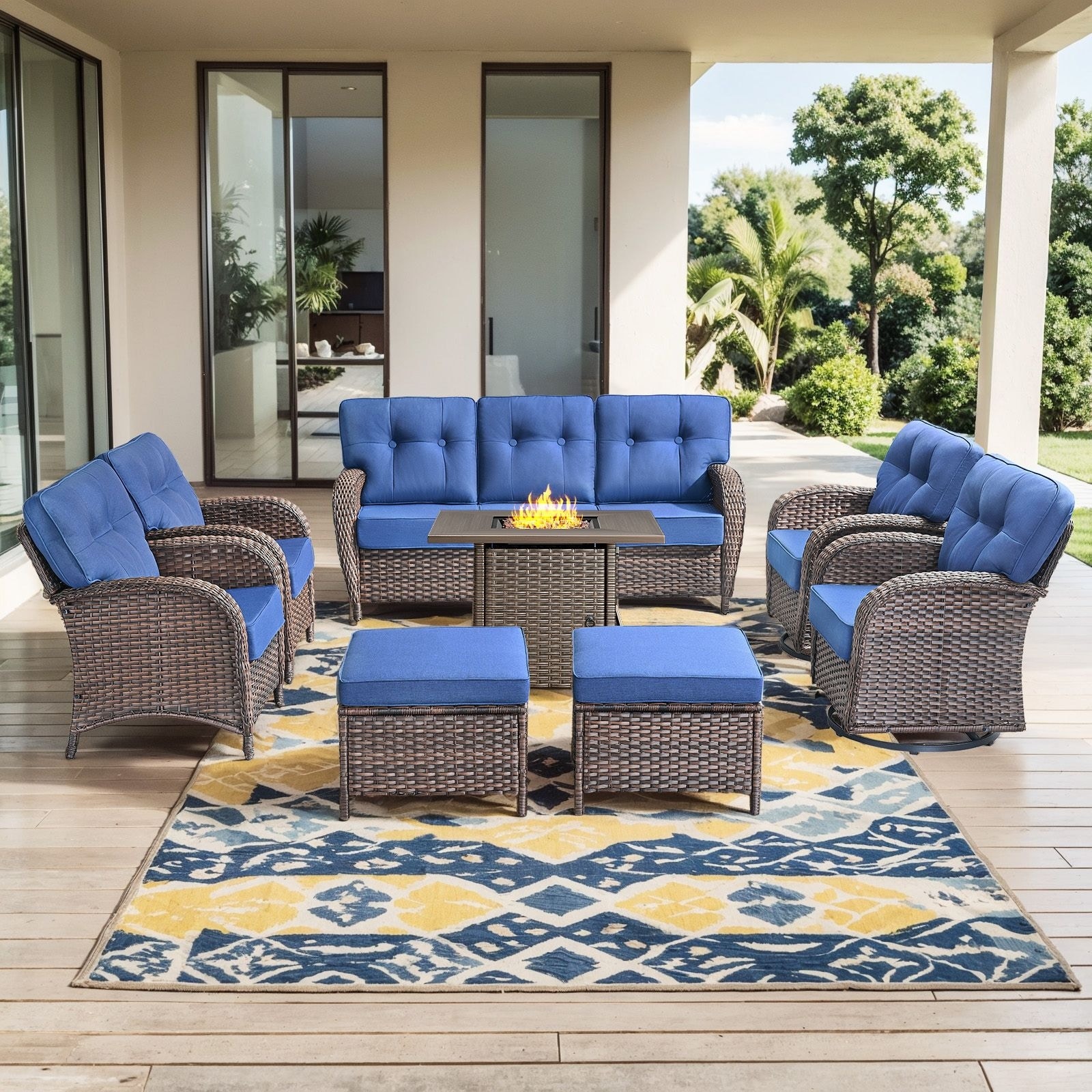 Pocassy Ooutdoor Fire Pit Table with Patio Funiture