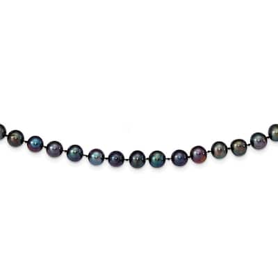 Curata 14k Yellow Gold Pearl clasp 8 9mm Black Near Round Freshwater Cultured Pearl Bracelet 7.5 Inch