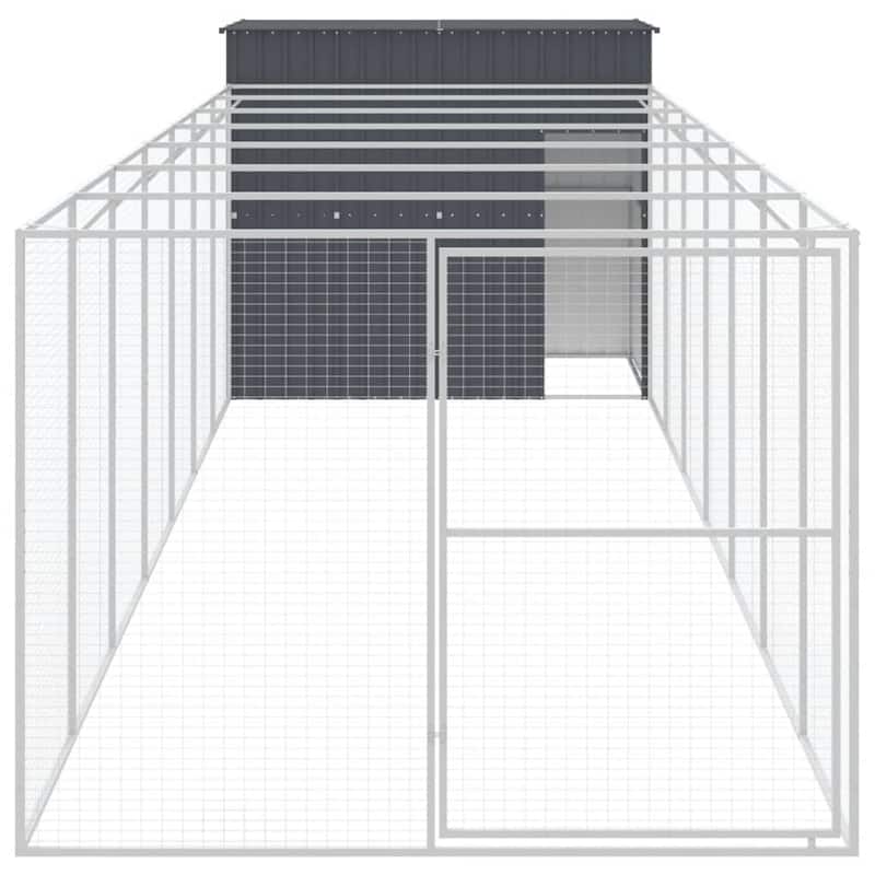 vidaXL Dog House with Run Light Gray/Anthracite multisize Galvanized Steel