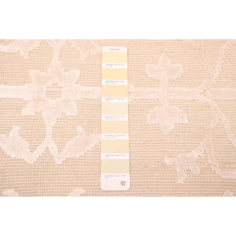 ECARPETGALLERY Hand Loomed Elysian Ivory Viscose, Wool Rug - 8'3 x 11'6