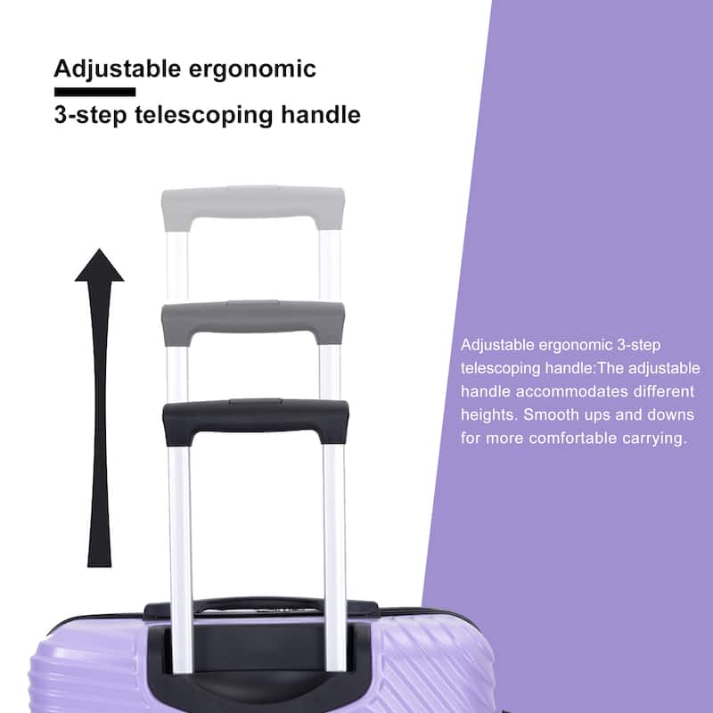 Merax 3 Piece ABS+PC Hardside Luggage Sets with Two Hooks and Spinner Wheels, for Family Travel