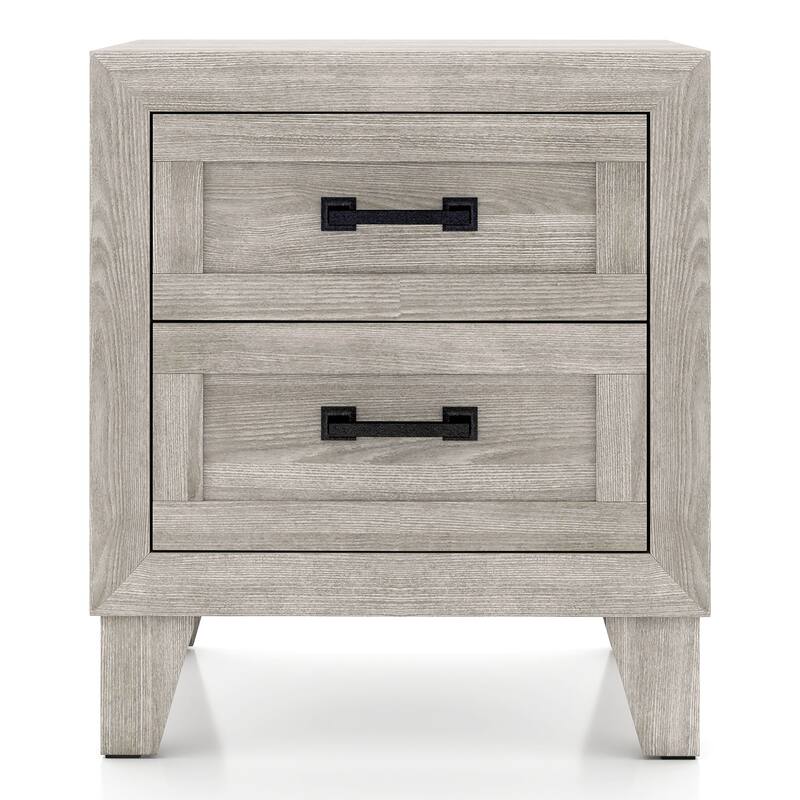 Furniture of America Holland Washed White Melamine Top 2-Drawer Nightstand