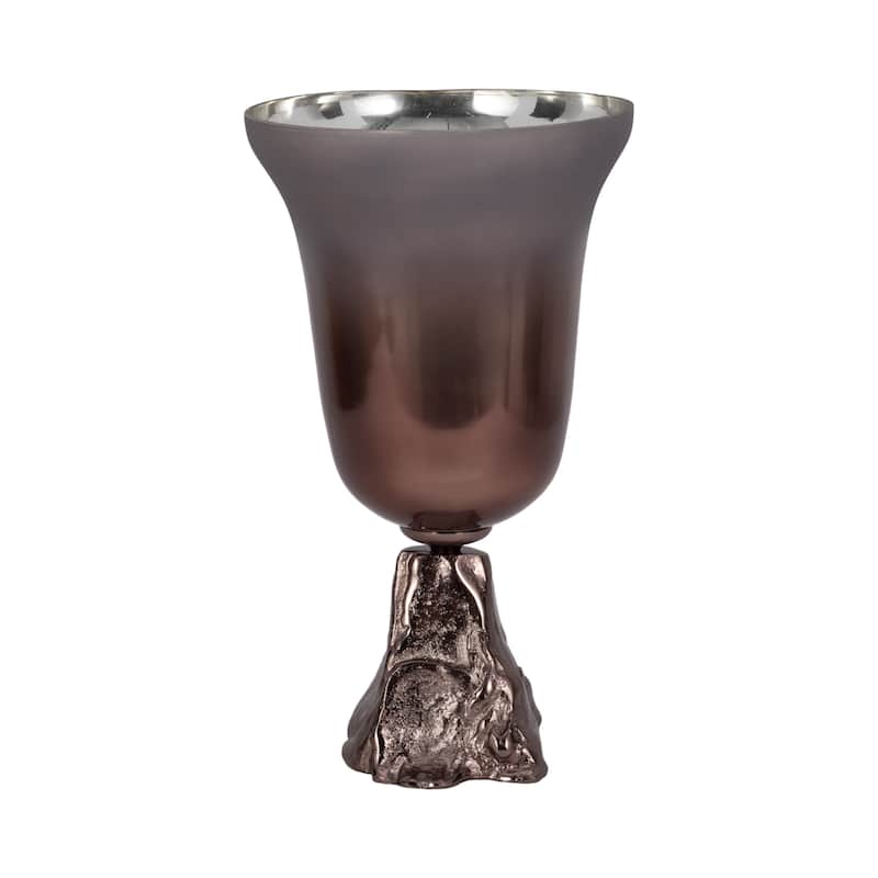 Sagebrook Home Glass Metallic Round 2Tone Chalice Vase - 10" x 10" x 18"