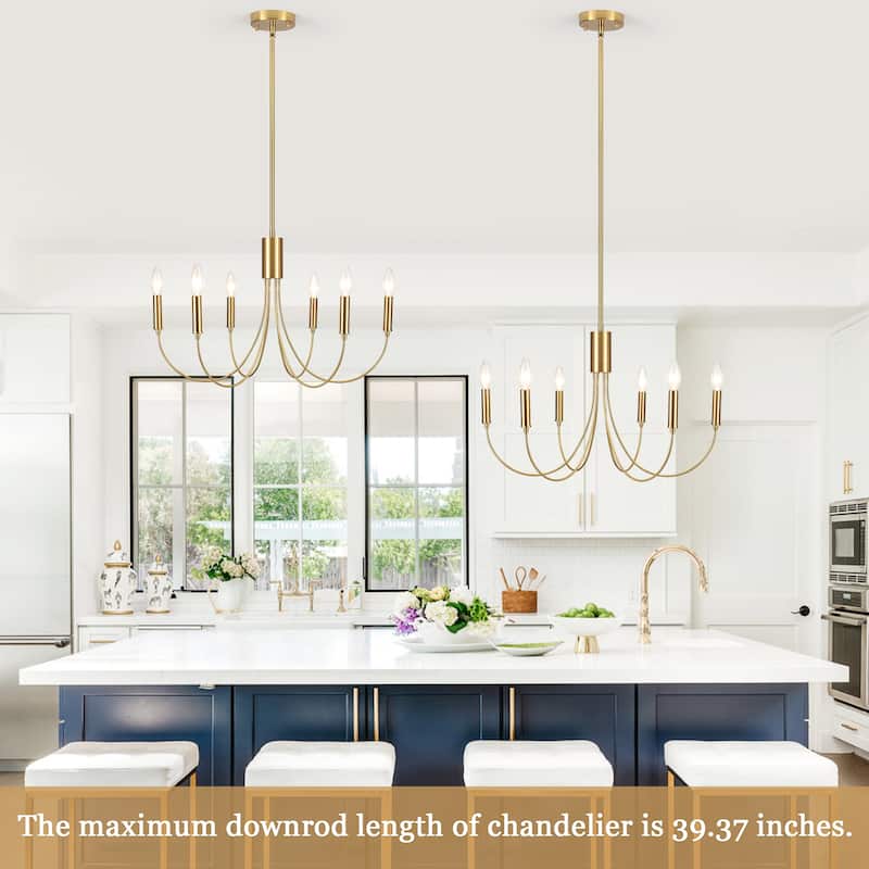 6-Light Modern Candlestick Hanging Linear Chandelier Lighting Island Chandelier for Kitchen Island
