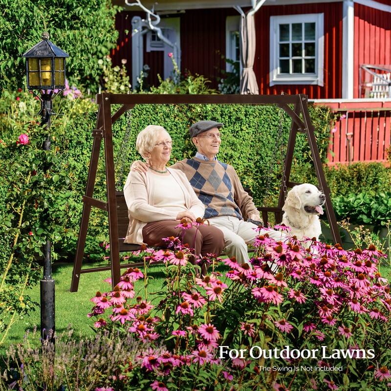 Carbonized Color Wood Swing Stand Suitable For 5ft Swing Chair - N/A