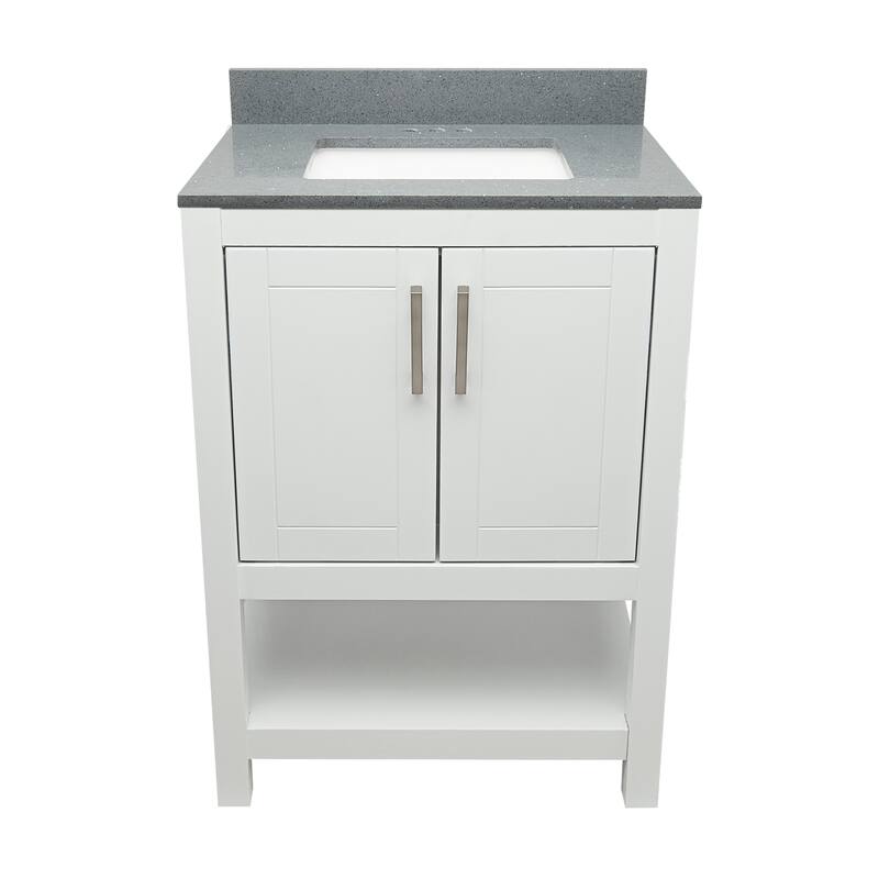 Taos 25" Bathroom Vanity with Cultured Marble Vanity Top Sink in White with White Basin