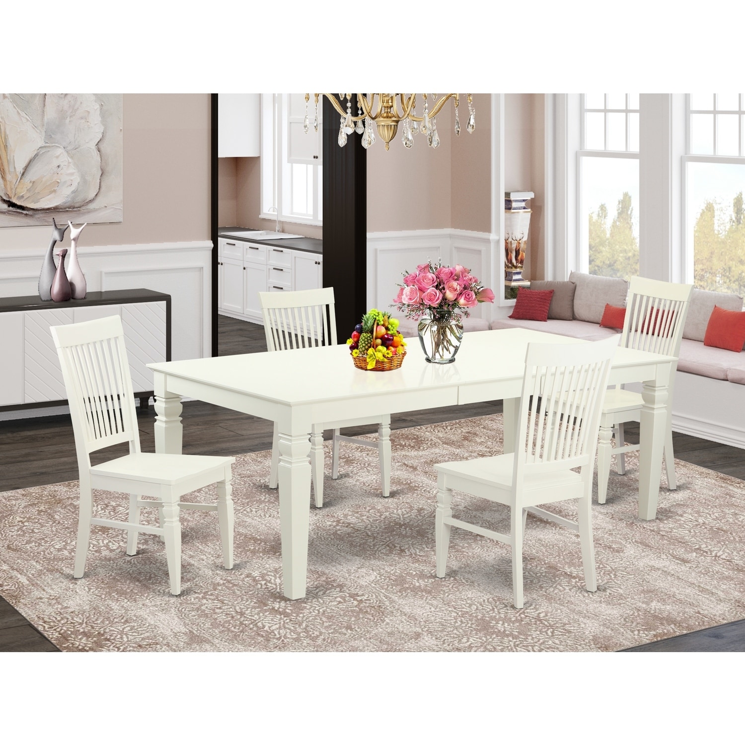 Dining Room Set - 9 Piece Table & Chair Set - Modern Kitchen Table with Extension Leaf