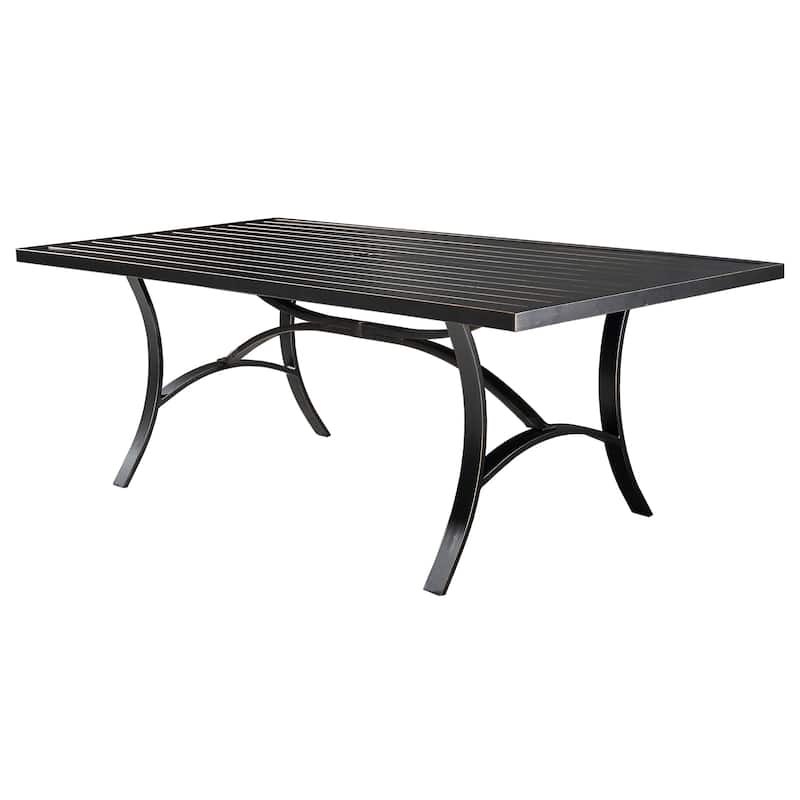 Clihome 82/60 in. W Aluminum Steel Dining Table with Umbrella hole