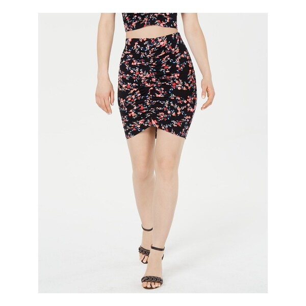 GUESS Womens Black Ruched Floral Mini Skirt Size XS - Overstock - 33774117