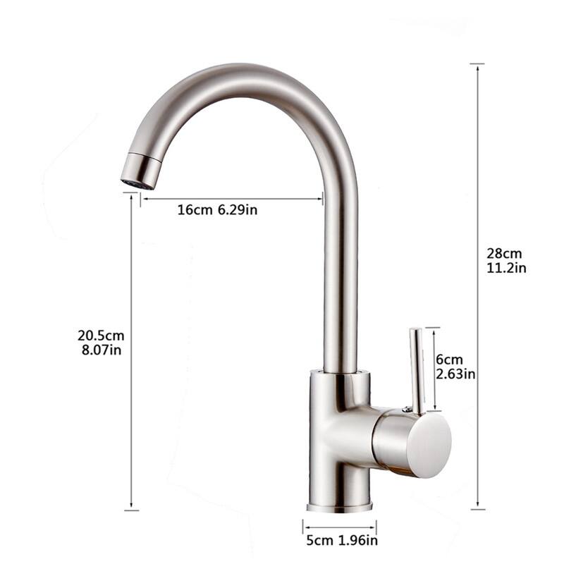 Modern Single Handle Kitchen Sink Faucet, 1 Hole Mounted
