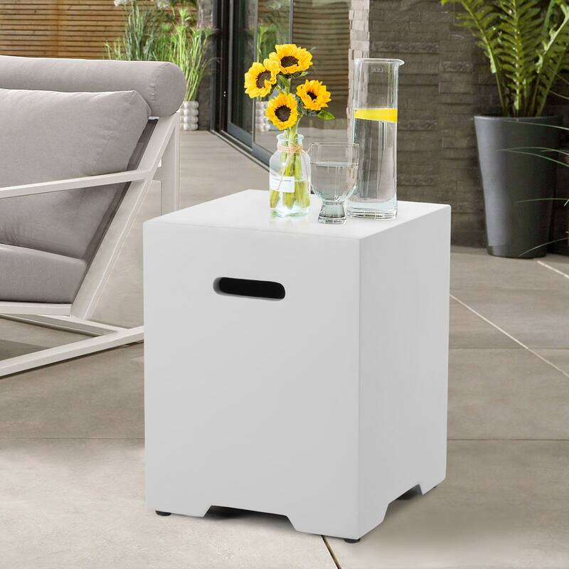 AVAWING 2-Piece 50,000 BTU 56" Rectangle Concrete Propane Fire Pit Table Set