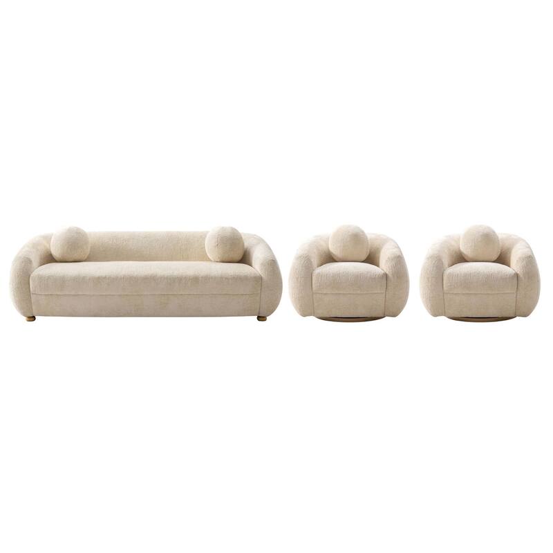 Manhattan Comfort 3 Piece Modern Tribeca Chenille Sofa Set