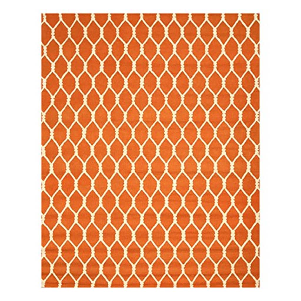 Hand-Tufted Wool Orange Transitional Geometric Chain-Link Rug, Plush Soft Colorful Rug - L