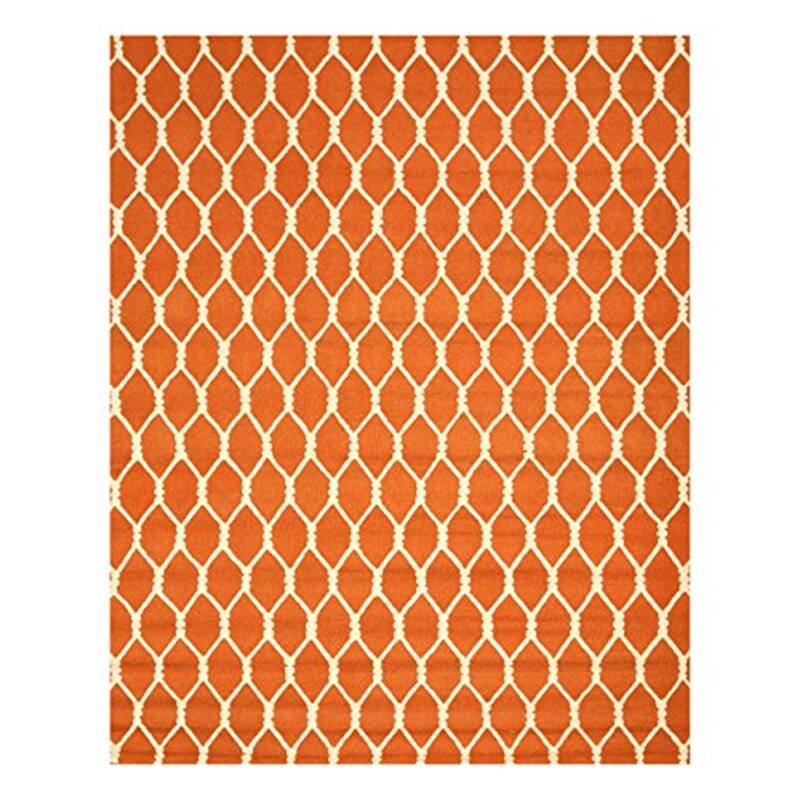 Hand-Tufted Wool Orange Transitional Geometric Chain-Link Rug, Plush Soft Colorful Rug - L