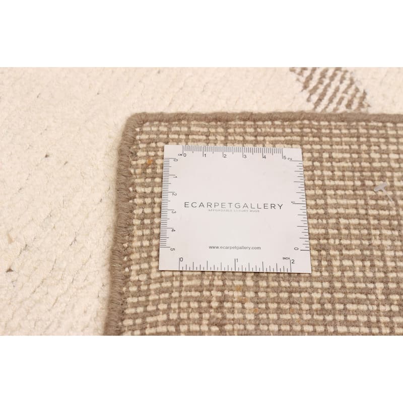ECARPETGALLERY Hand-knotted Tangier Ivory Viscose, Wool Rug - 5'0 x 7'11